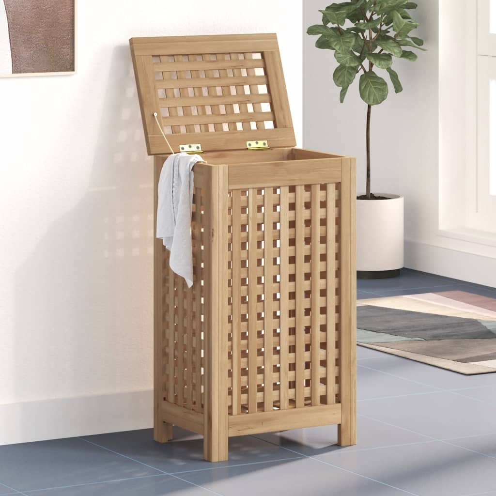 Image of Vidaxl Solid Wood Teak Laundry Basket Laundry Hamper Multiple Options