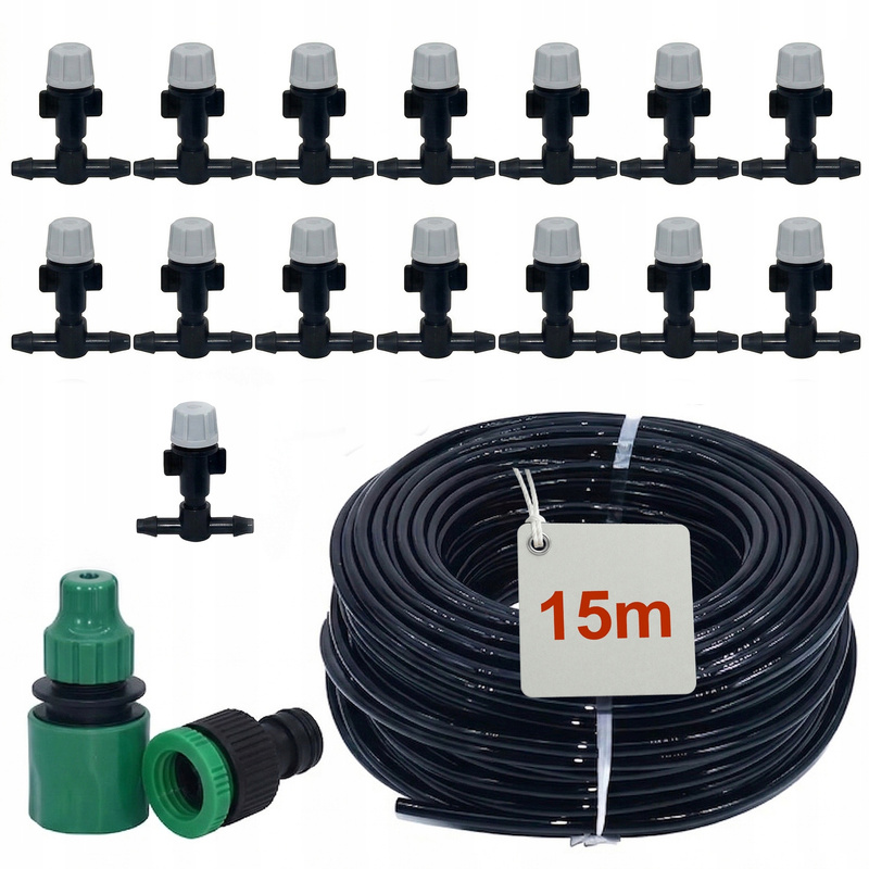 TEMU Kit d'irrigation goutte à goutte 15 m avec rideau d'eau et arroseurs brumisateurs, 'irrigation de plantes à rideau d'eau pour jardin, terrasse,