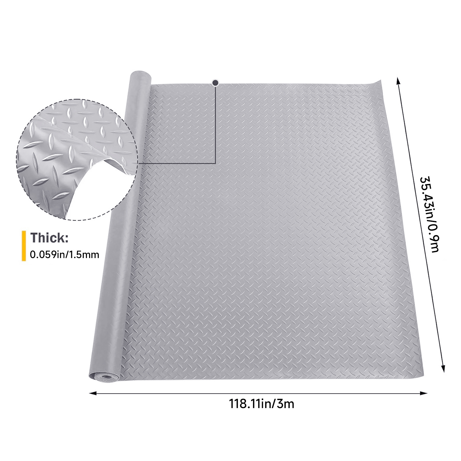 1.5mm Thick Non-Slip PVC Garage Floor Mat Roll