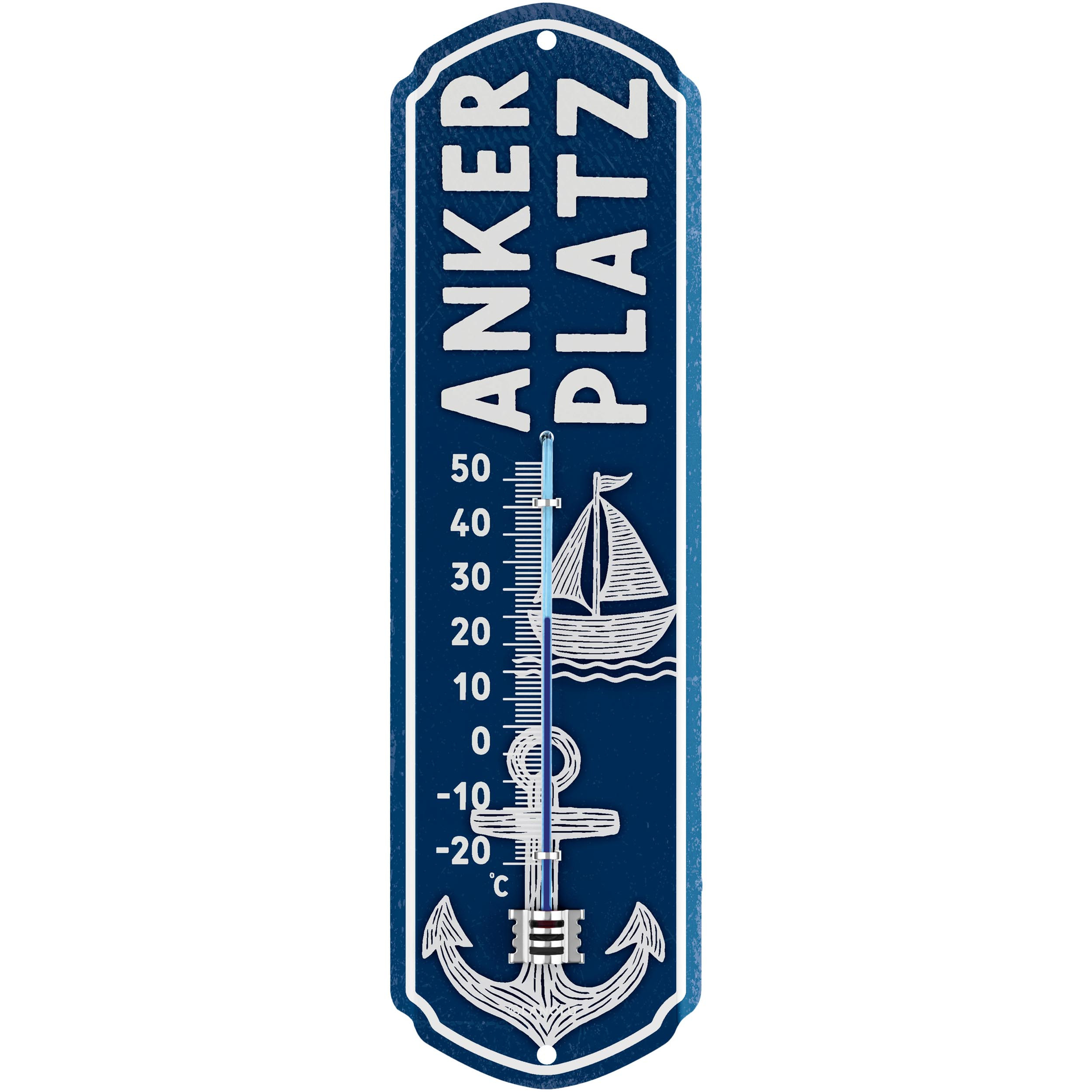 Image of Retro Anchor Thermometer For Indoors And Outdoors, Maritime Anchor Decoration For Balcony, Outdoor Vintage Thermometer, 8x28 Cm