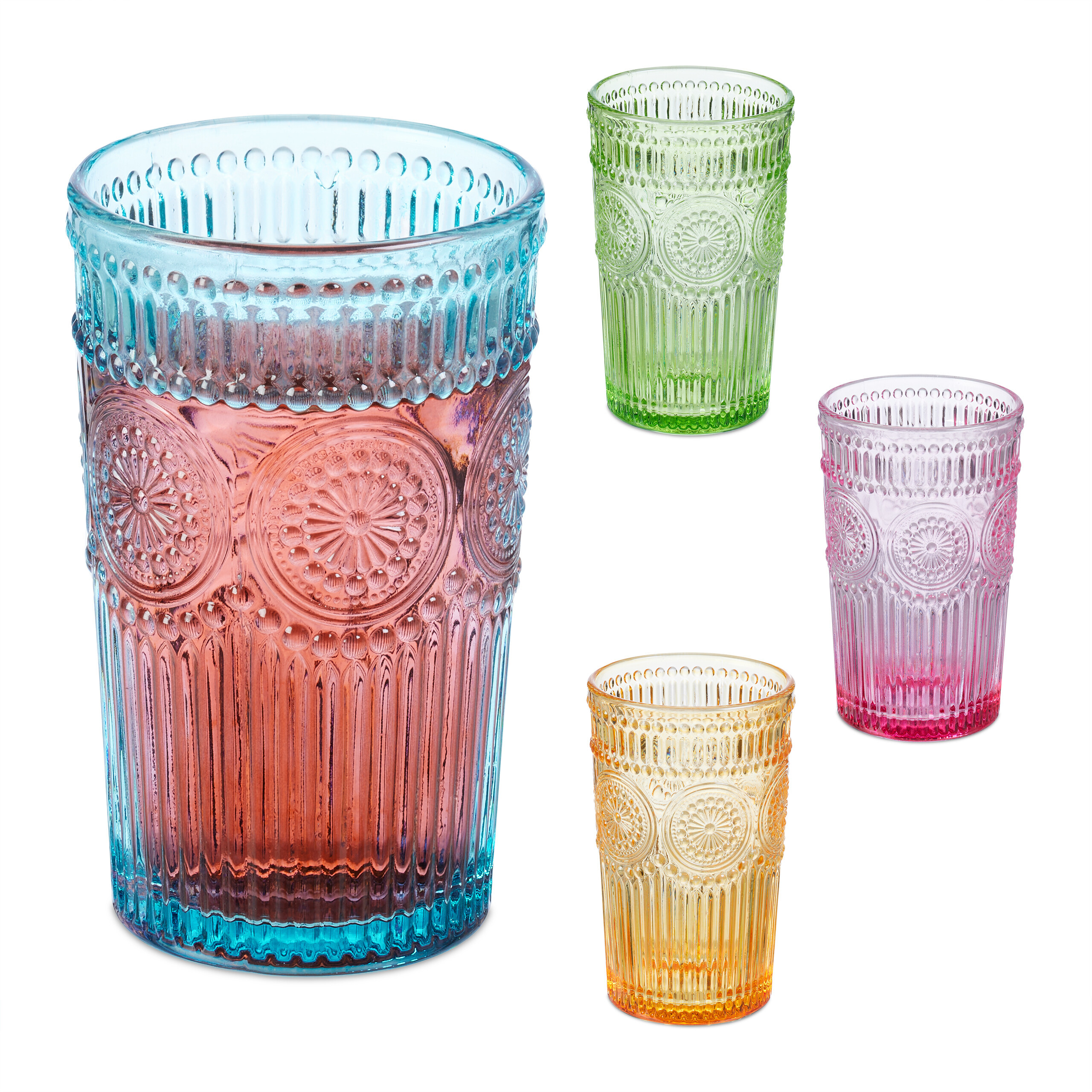 E-shop 4x Trinkgläser in Bunt - 360 ml