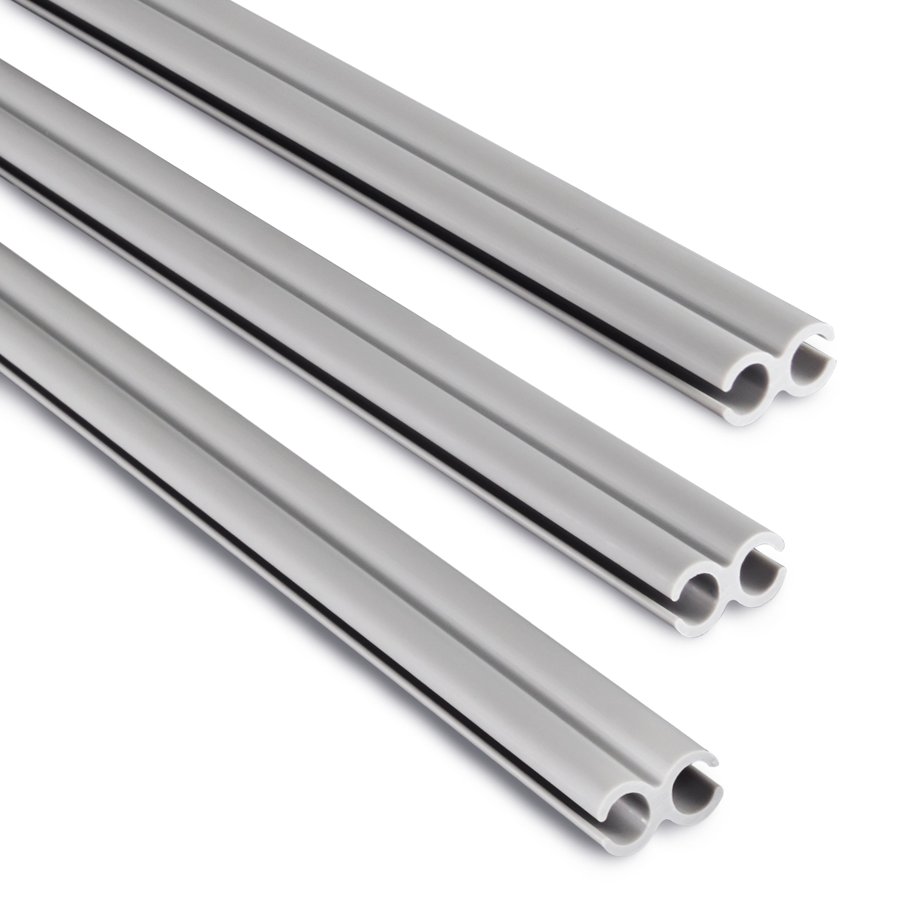 E-shop 3x Doppelkederschiene 1 Meter Kederleiste Ø8mm (passend für 5-7mm Keder) - Kunststoff Leiste Kederprofil für Wohnwagen Wohnmobil - Zelt Vorzelt