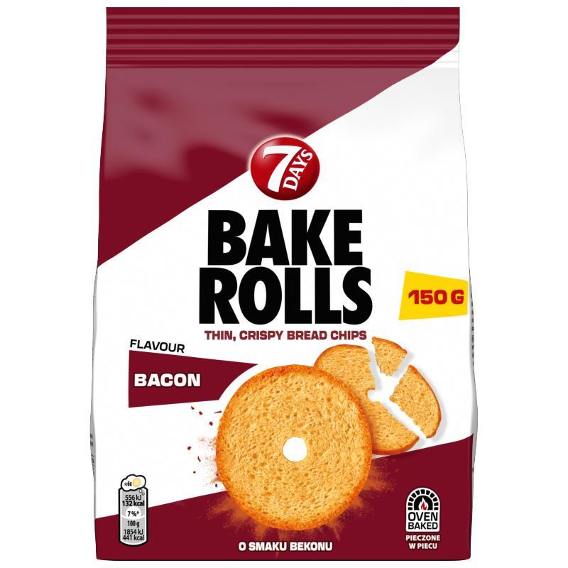 7days Bake Rolls Bacon-flavored Bread Chips - 150 G