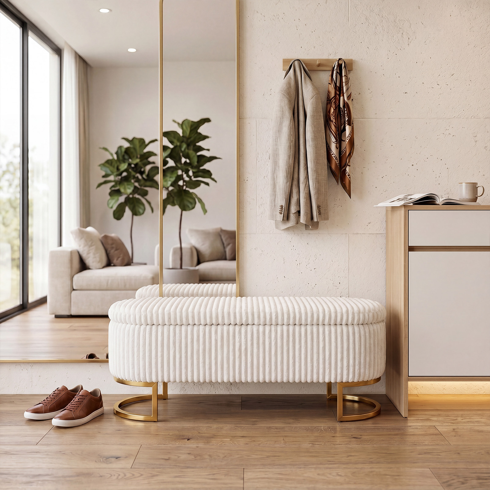 Upholstered Storage Bench with Flip Lid
