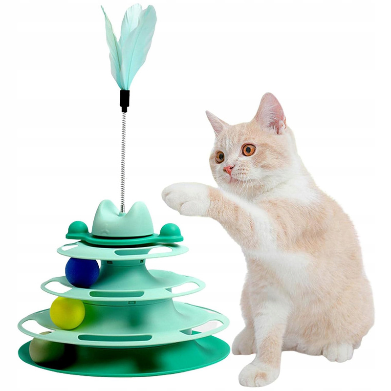 Image of Interactive Cat Toy , Feather Fishing Rod Tower