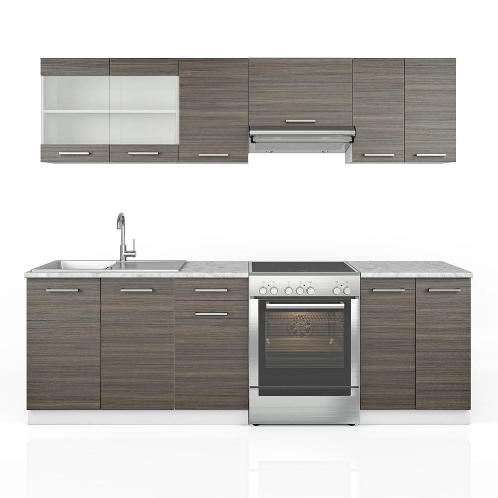 Image of Kitchen Counter In Grey/white 240 Cm, Ap Marble Kitchen Furniture Kitchen Block Complete Kitchen Built-in Kitchen Chipboard Kitchen