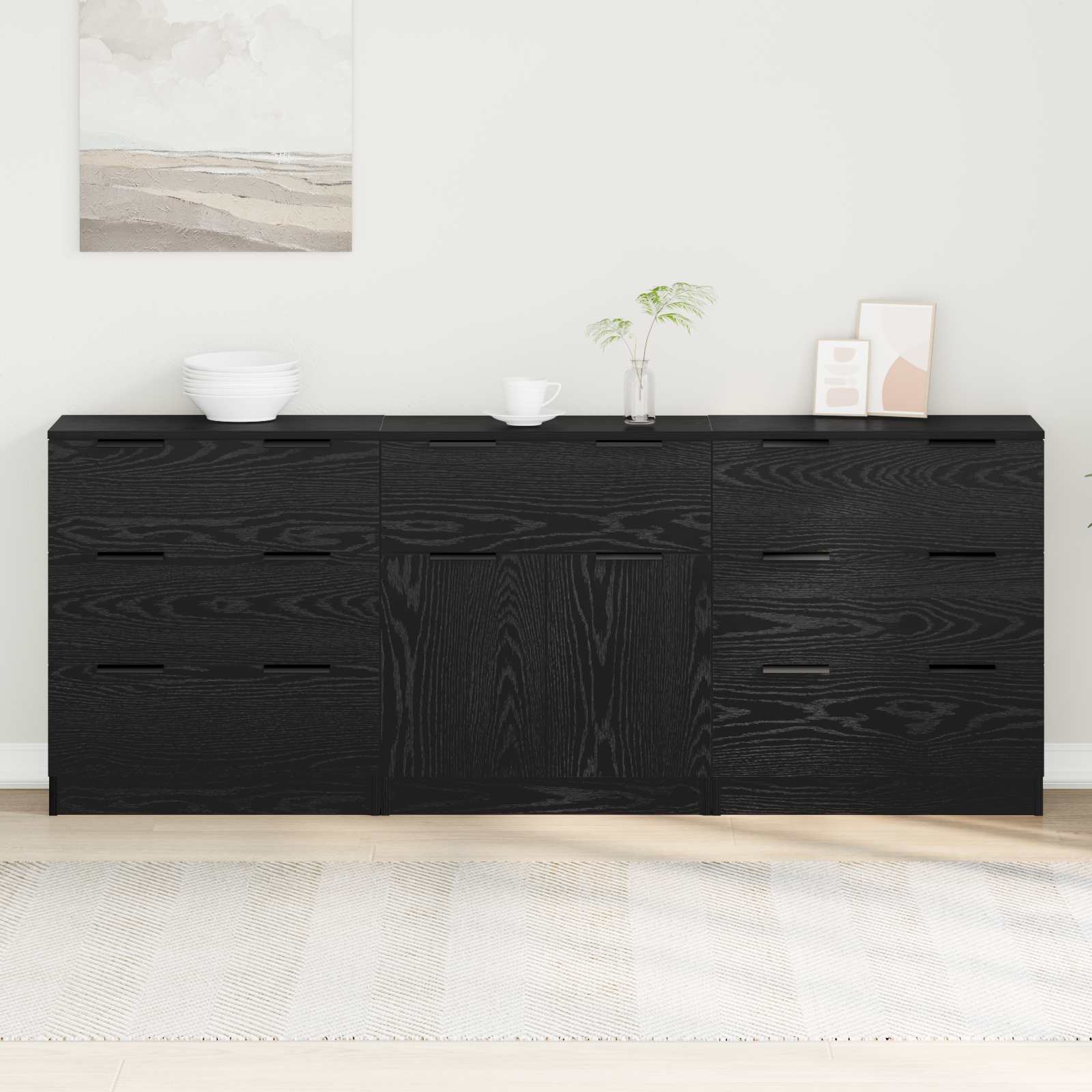 Sideboard 3pcs. -optic 181 X 30 X 70 Cm, Elegant Storage Unit, Modern Rectangular Sideboard, Long-lasting Dining Room Cabinet, Practical Organizer