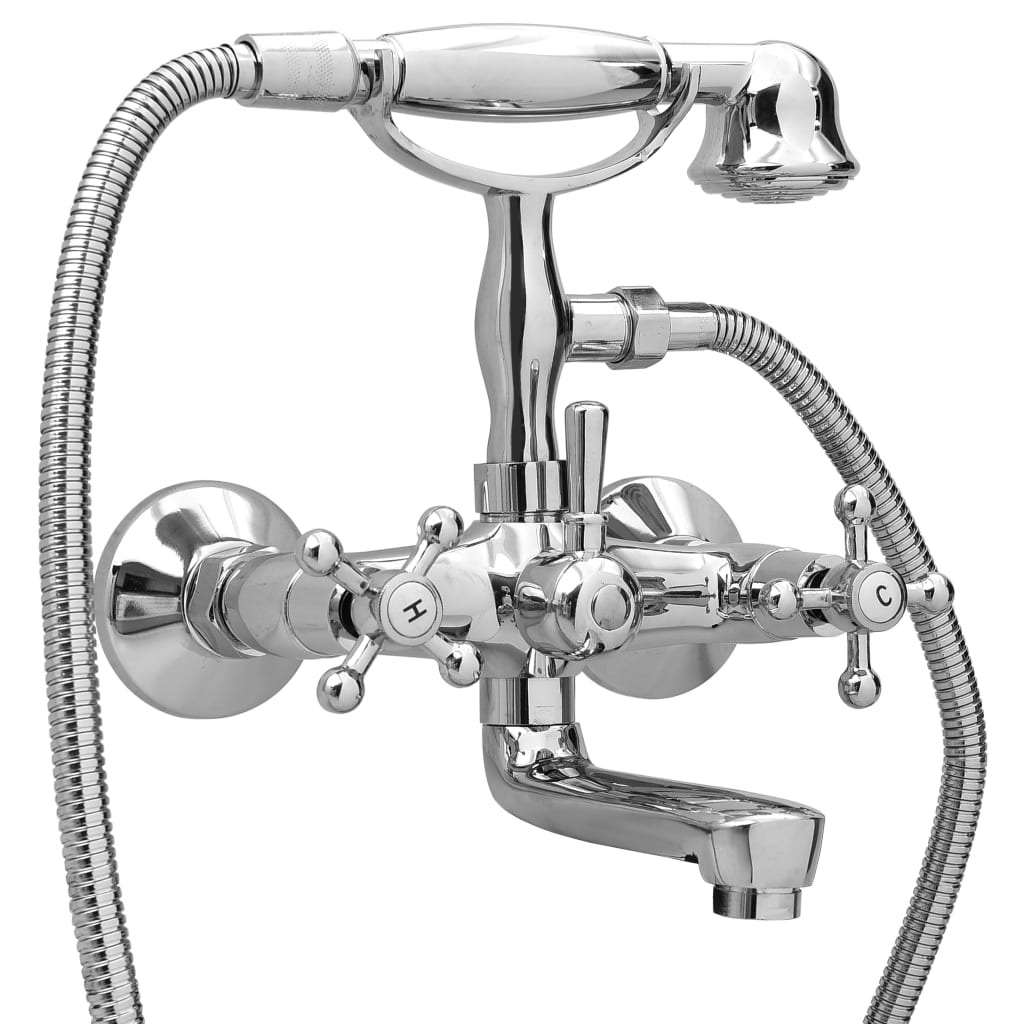 Image of Vidaxl 2-handle Bathtub Faucet Hand Shower - Style Bathtub Mixer Tap Faucet Set, Chrome Plated