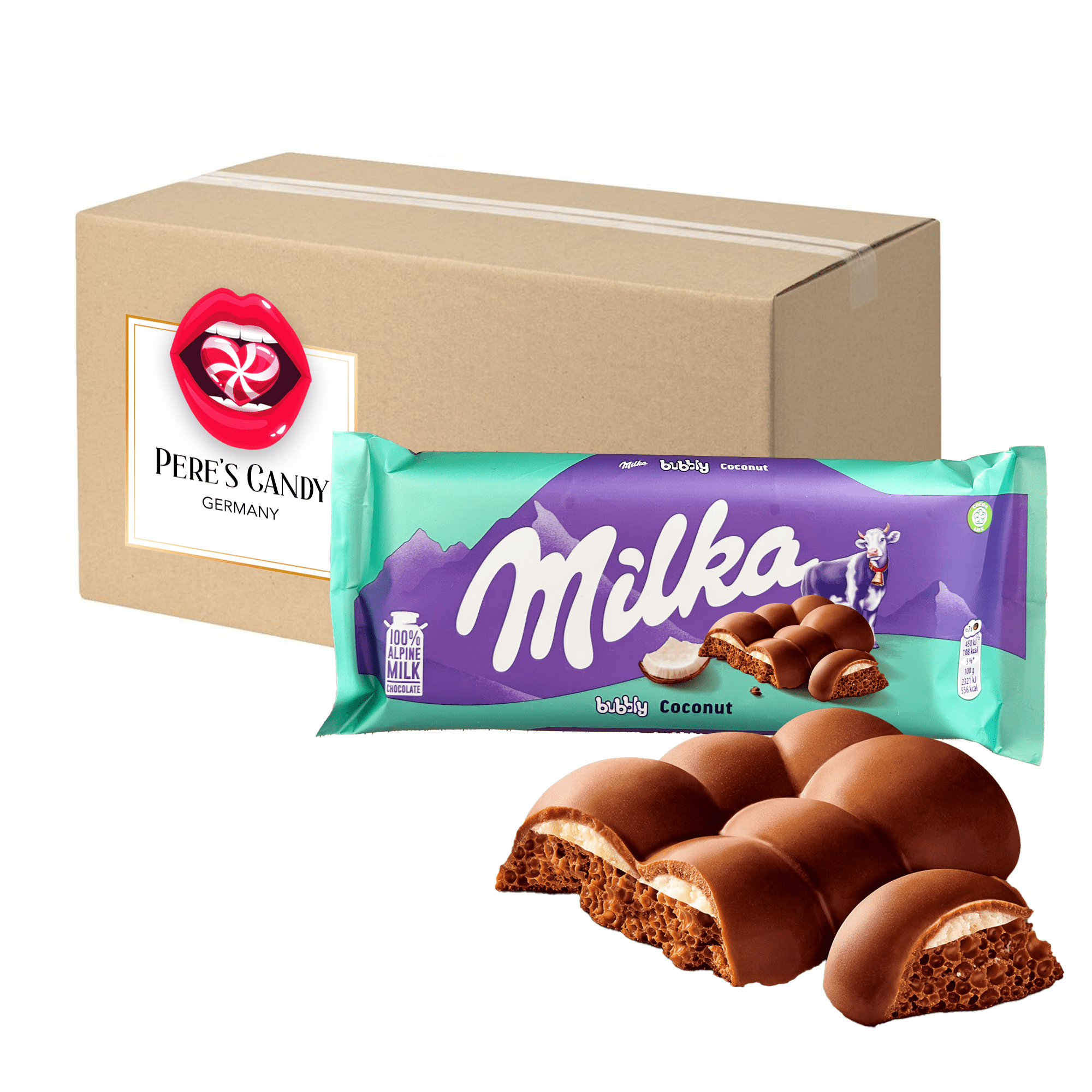 E-shop Milka Bubbly Coconut 4erPack - 4 x 97g - Milka Bubbly Coconut ist ein außergewöhnlicher Schokoriegel, der feine Milka-Milchschokolade mit einer