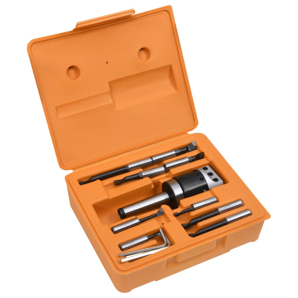 Vidaxl 15-piece Drill Tool Set With Storage Box, 3 Hex Keys, Wrench, Extraction Head, Boring Head, Drill Rods, Drill Head Mt3-f1-12 50mm
