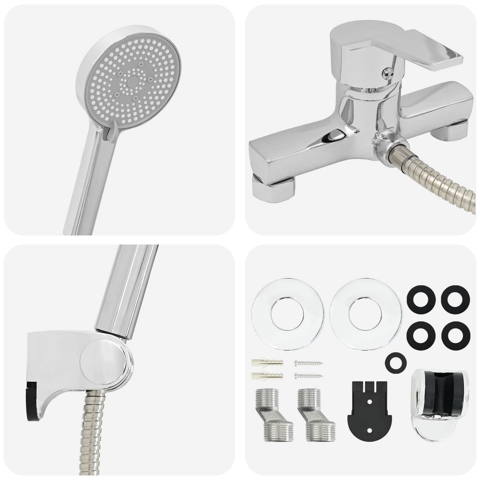 Mayfair Chrome Shower Head Set with Rectangular Mixer Tap