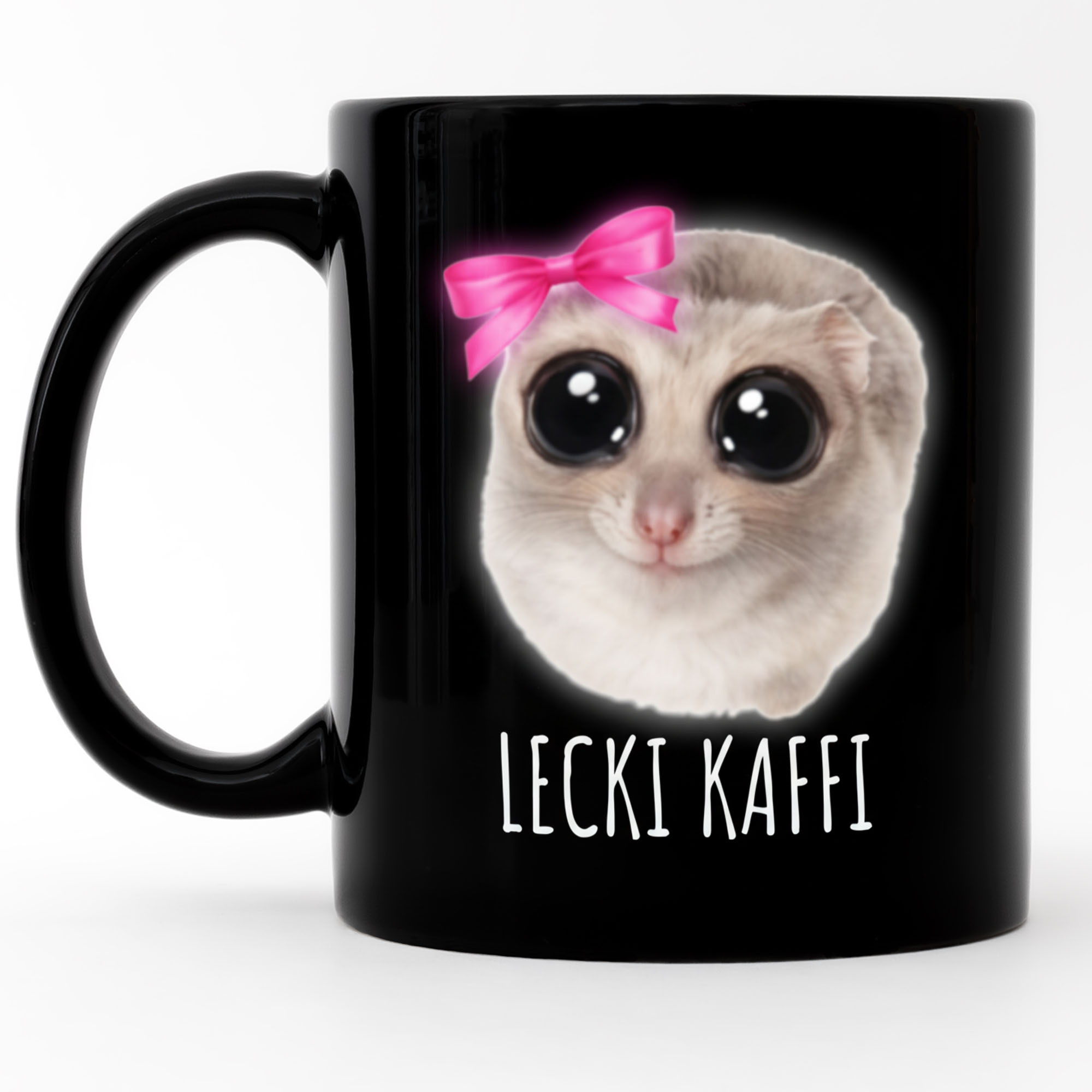 With Cute Hamster Motif And Slogan "lecki " – Cup For Sad Hamster Meme, Gift For On Birthday Or Christmas, , Ceramic Mug.
