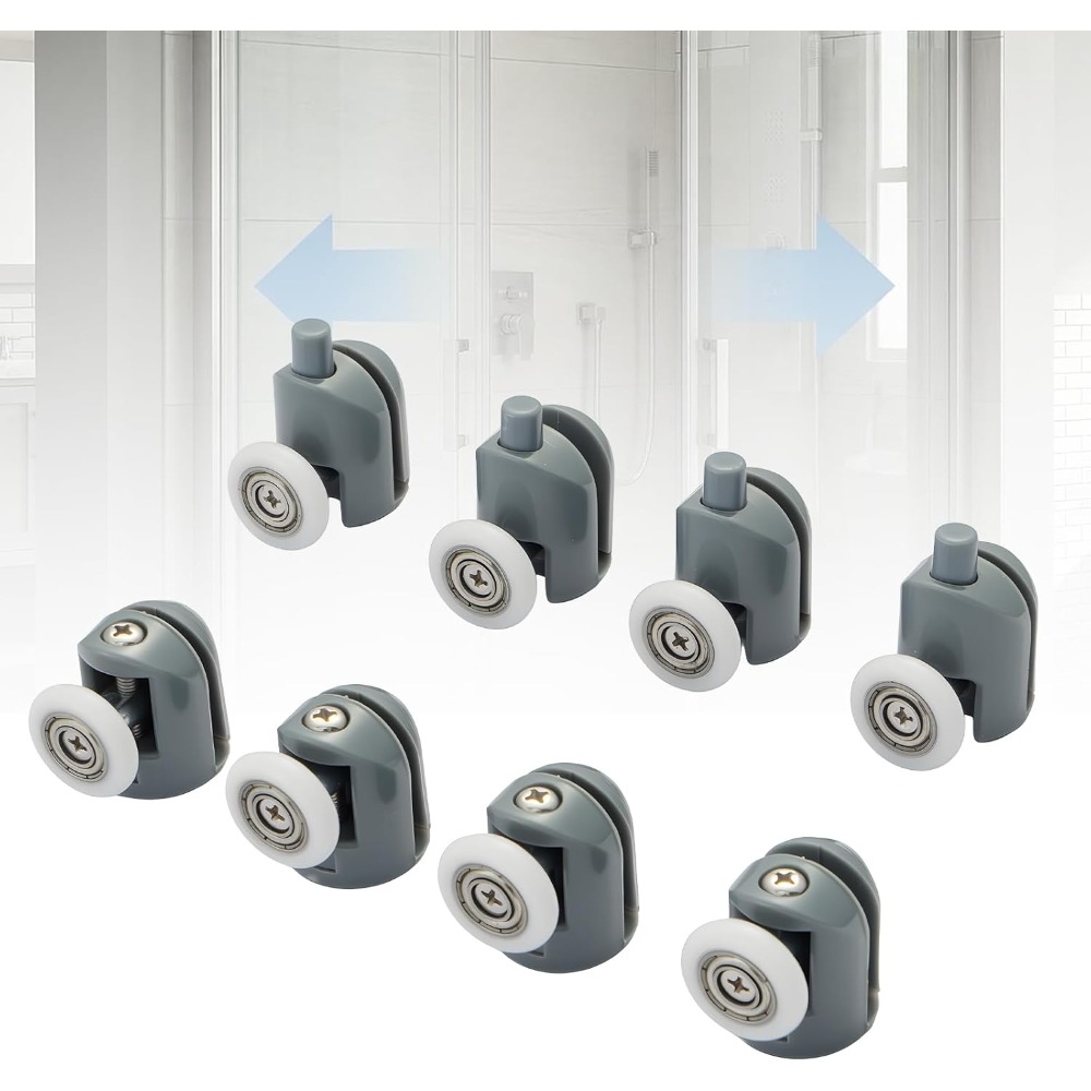 TEMU 8pcs Shower Door Roller Set – 4 Top & 4 Bottom Wheels, 23mm Diameter, For 4-5mm Glass Doors, Sliding Door Pulley Replacement Kit, Diy