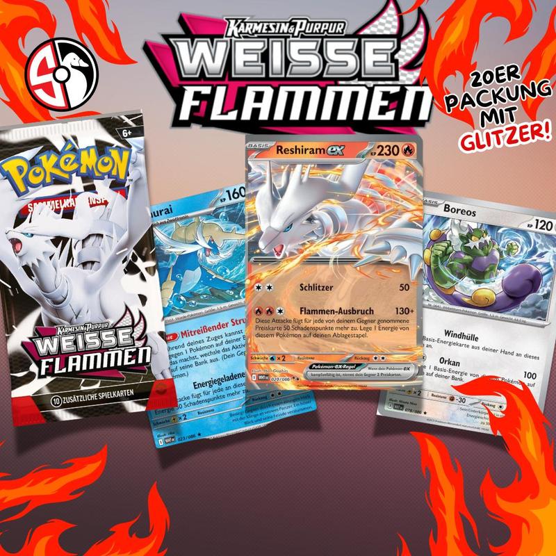 E-shop Pokémon Weiße Flammen – Kartenpaket (20 Karten) – Deutsch