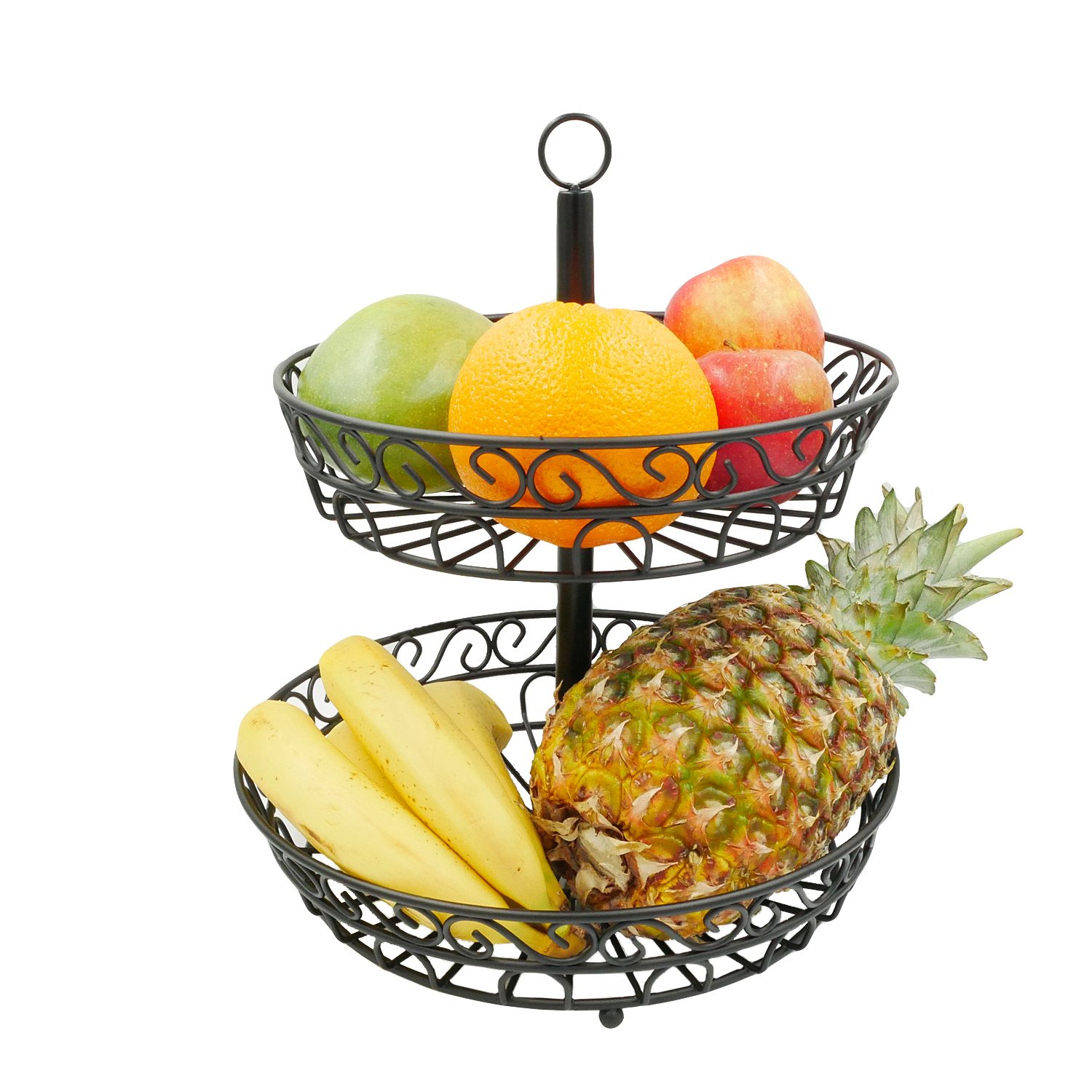 Image of Fruit Basket Etagere, 2 Tiers - 30 X 35 Cm - 2-tier Bowl For Displaying And Hanging Fruit And Vegetables