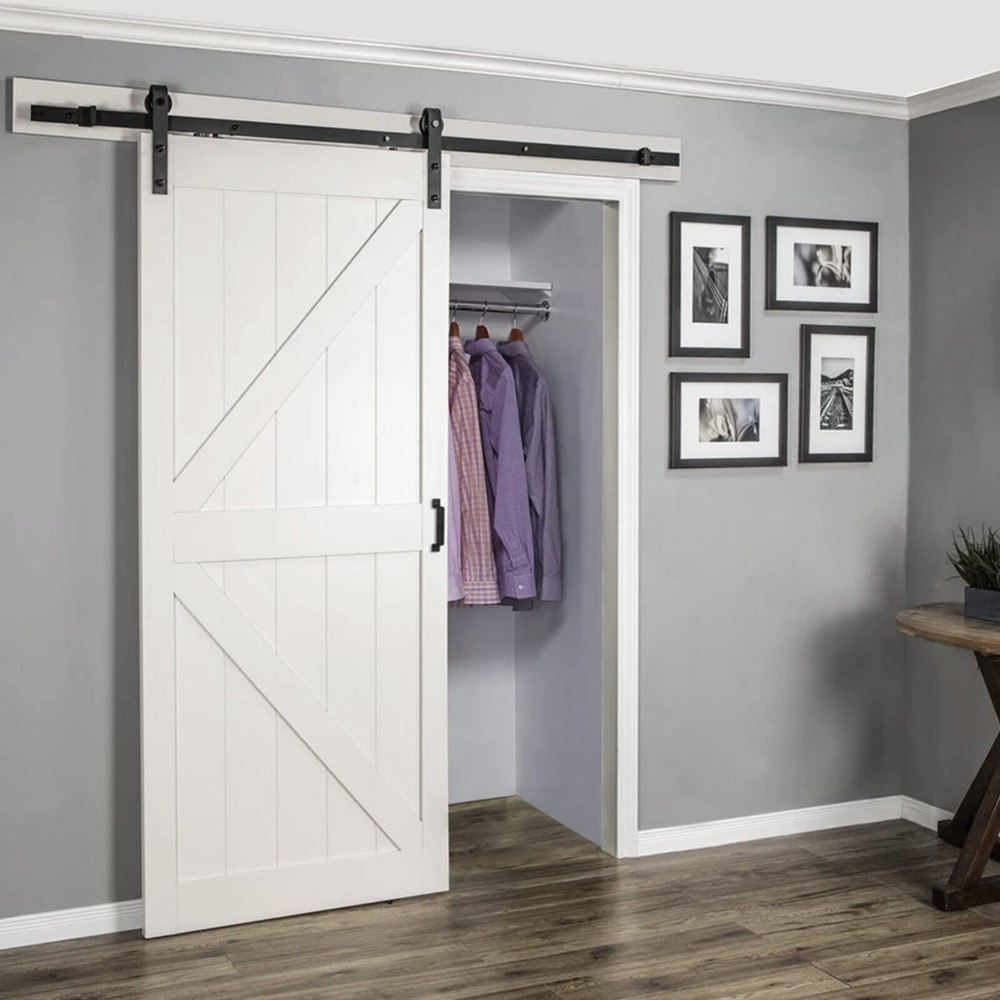 Sliding Door Complete Set 183cm (6ft) - Sliding Door Track, Hardware Set, Sliding , Hanging Track, Wood Rail Splice, Sliding Door Runner Rails