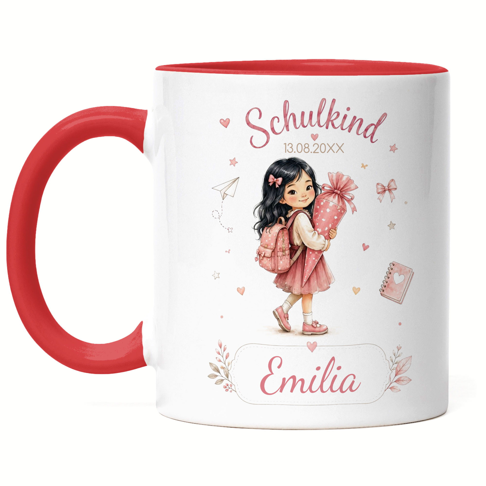 Image of School Girl Mug Personalized With Name, First Day Of School Gift For Girls, Kindergarten Graduation Farewell, Start Of School Wish Name Date, Coffee Mug -