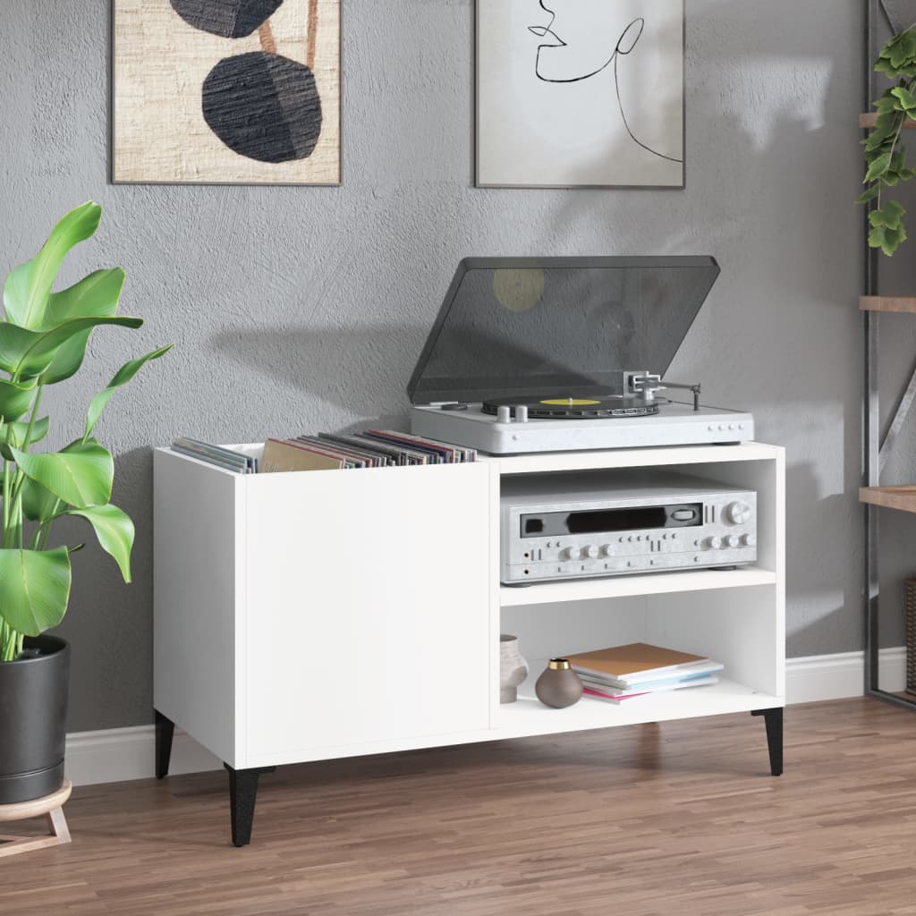 Image of Vidaxl , With Of Storage Space, Turntable Cabinet For Living Room, Lp Cabinet Record Stand, White Wood Material