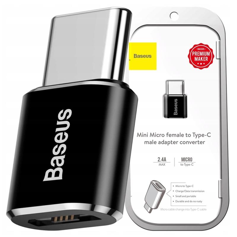 Baseus Noir Adaptateur Micro-Usb Vers Usb-C Otg - Image 2
