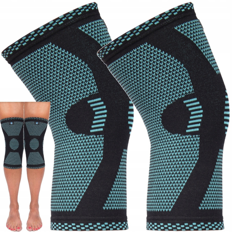 TEMU Xl Compression Knee , 2 Pcs, Black â Knee Brace/, Nylon-polyester-spandex Material, Breathable 3d Three-layer Fabric, Double Anti-slip Silicone