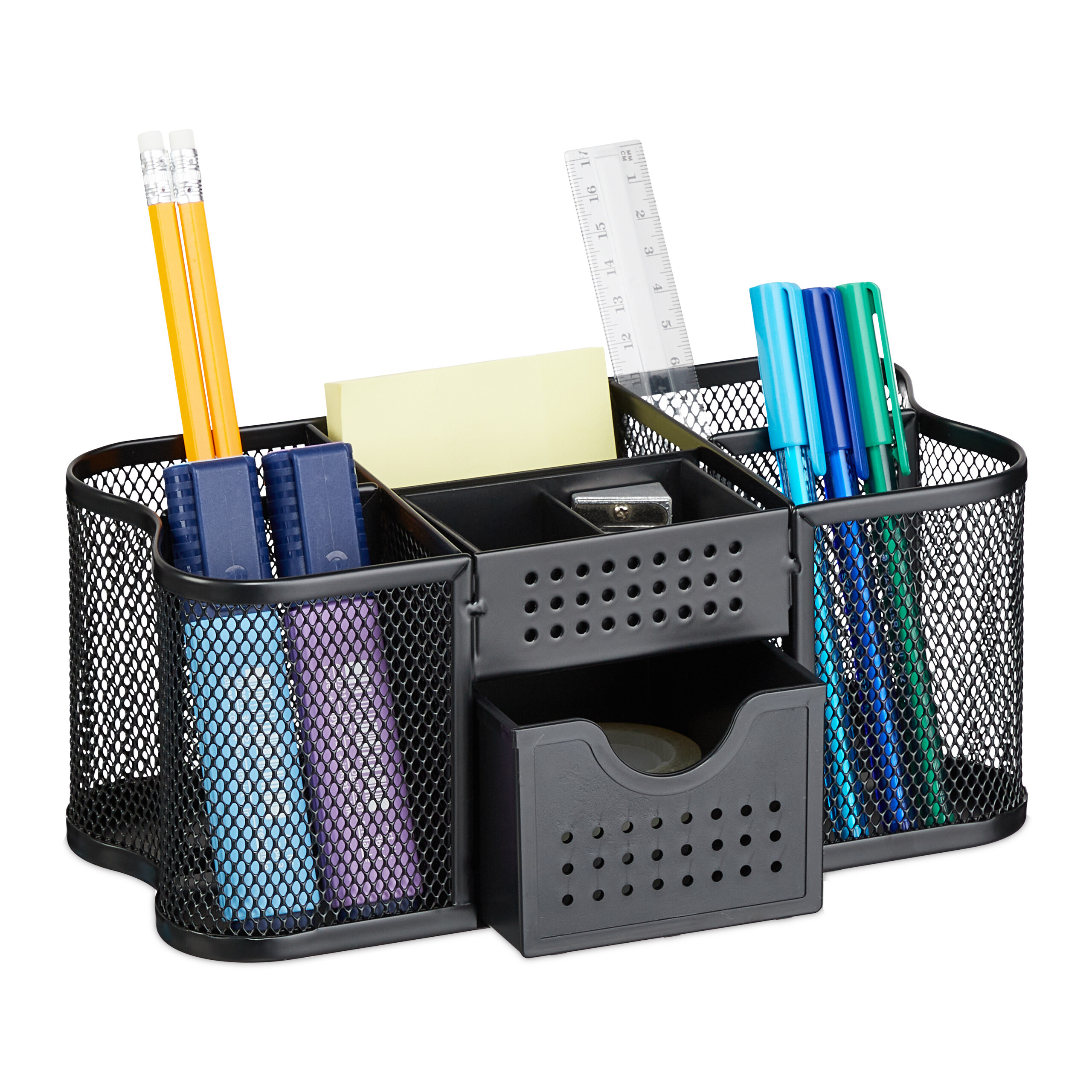 Desk Organizer In Black - (w)23.5 X (h)10 X (d)11.5 Cm