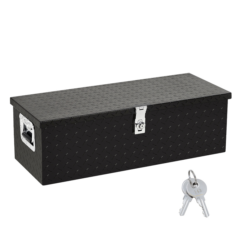 30" Heavy Duty Aluminum Diamond Plated Tool Box Pick Up Truck Bed Rv Trailer Toolbox Waterproof Square Storage Organizer With Side Handle, Lock With Keys -30"x 13"x 10"