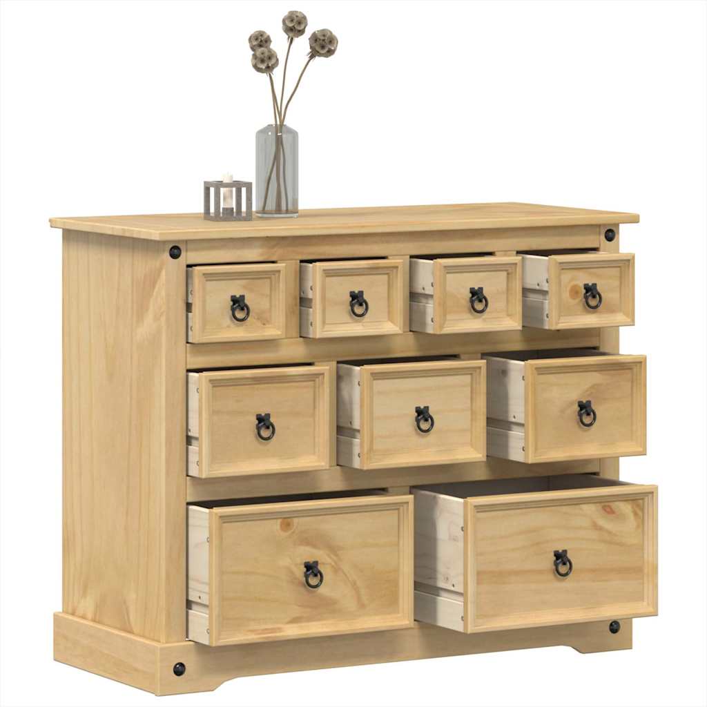 Vidaxl Dresser, , 101x45x82 Cm, Solid Pine Wood, Sideboard For Living Room Bedroom, Side Cabinet, Solid Pine Wood