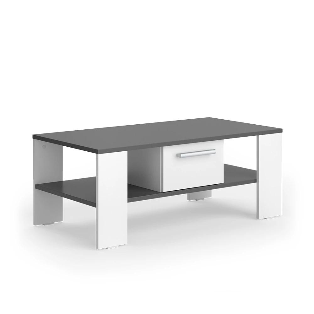 Coffee Table /white 89.8 X 46.4 Cm With Drawer, Side Table, Living Room Table With Drawer, Sofa Table, Particle Board, 16 Mm