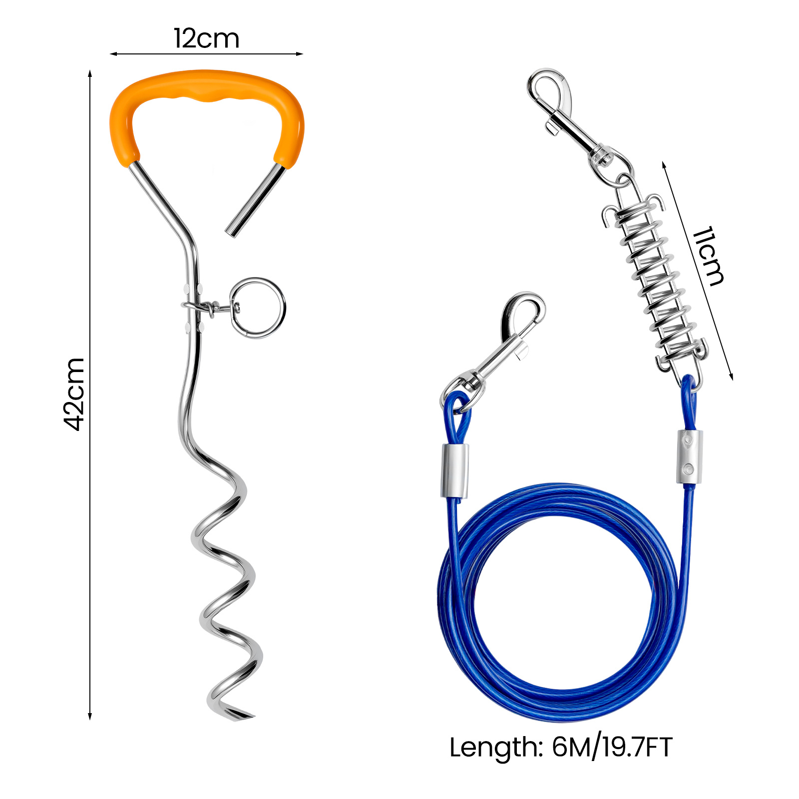 Dog Tie Out Cable and Stake, 10M/6M/3M Pet Tether Training Line