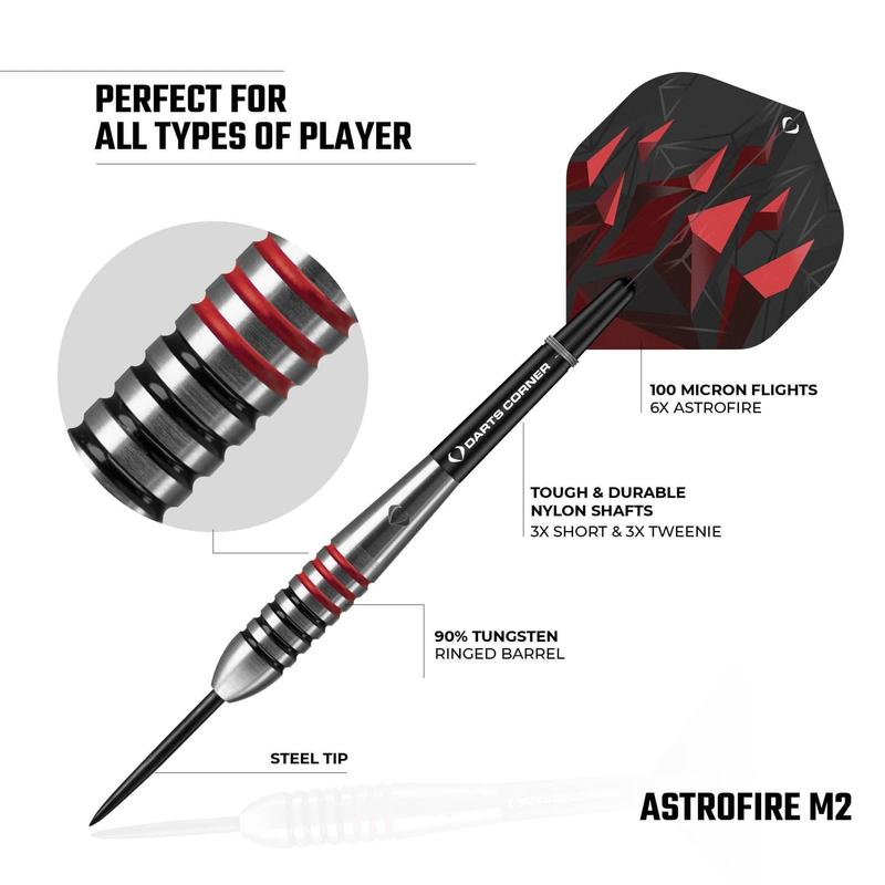 Astrofire Steel Tip Darts, Black & Red