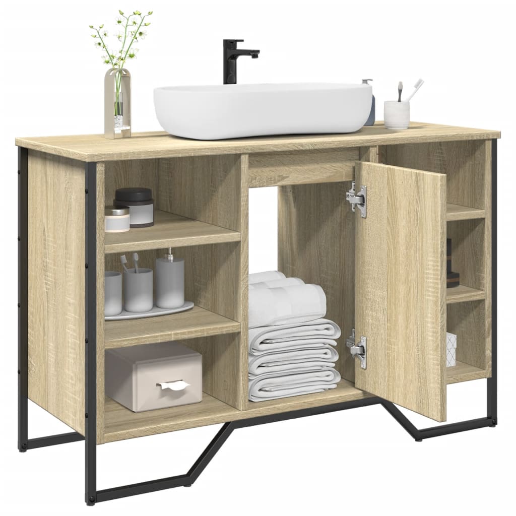 Vidaxl Under-sink Cabinet, Bathroom Base Cabinet, Bathroom Cabinet With Storage Space, Washbasin Cabinet, Oak Wood Material