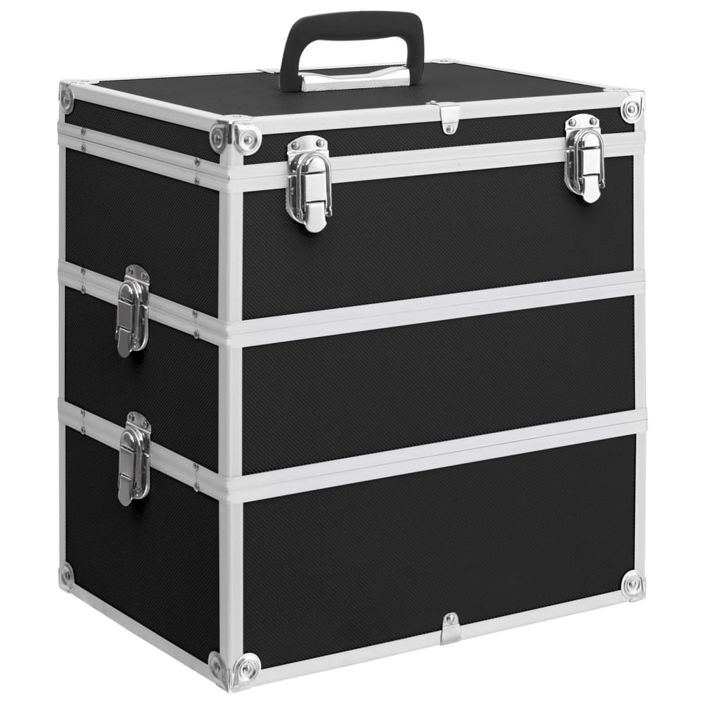 Cosmetic Case Makeup Case Hairdresser Case Jewelry Case Aluminum Case Tool Case Tool Box Aluminum 37x24x40cm Black Aluminum