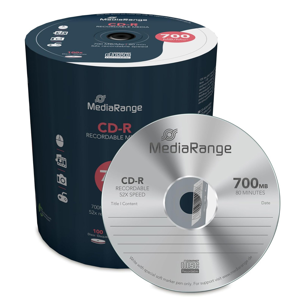 TEMU Mediarange 100 700mb 80 Min 52x, In Shrink - Mr204