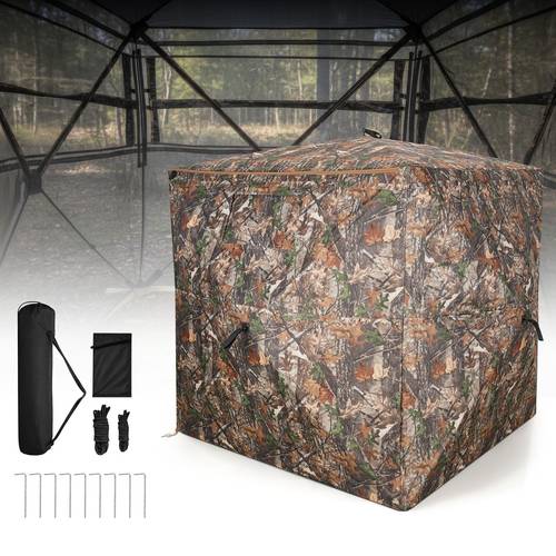 item picture 270 see through hunting blind 2 3 person ground blind hide with one way mesh windows silent zipper door with carry bag