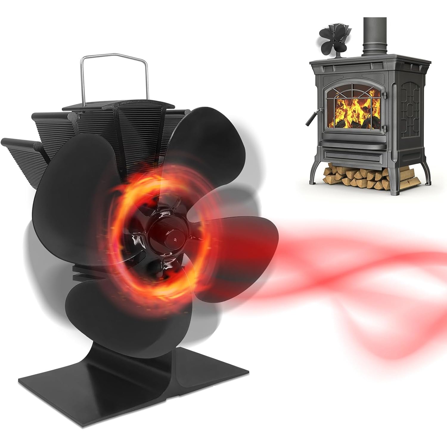 TEMU Chimney Fan Stove Fan Without Electricity Heat-powered Chimney Fan Stove Fan Heat-powered Fan For Wood Stove Chimney Stove Wood Burner