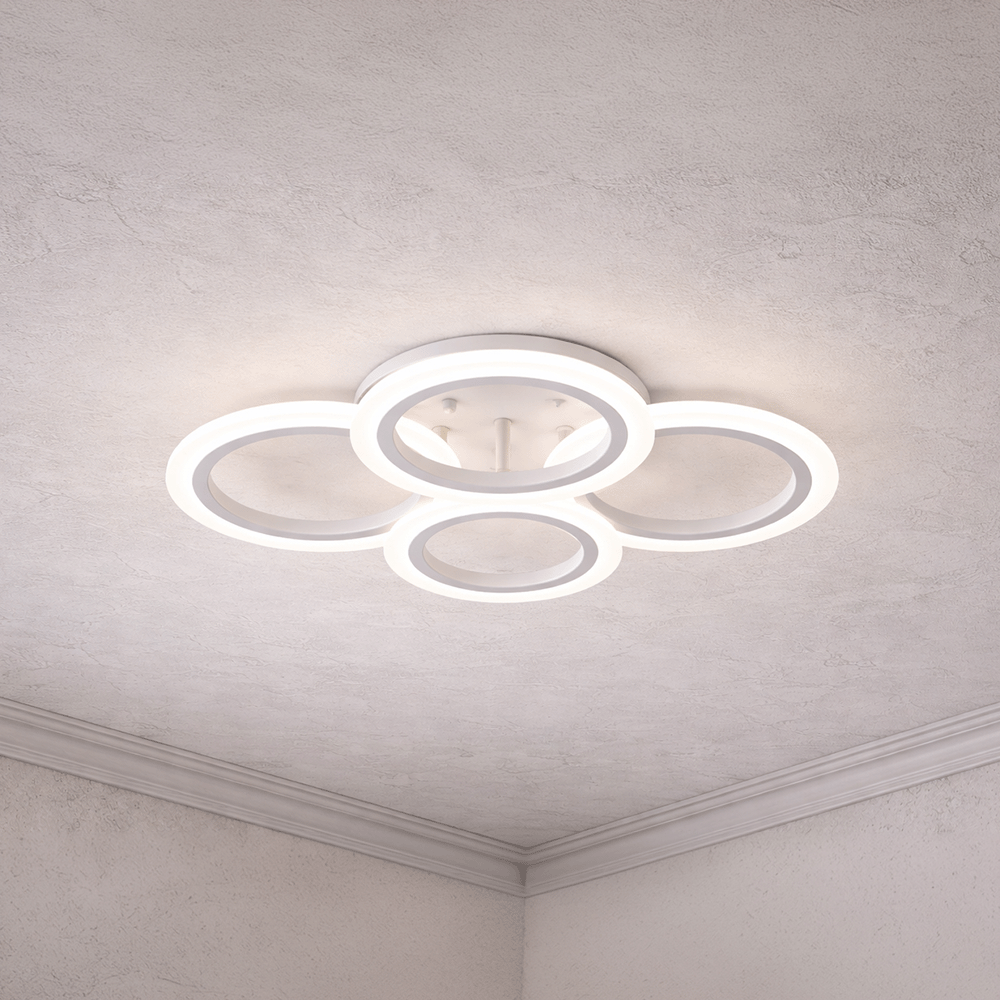 TEMU Lampada a soffitto LED 44W con telecomando, 4 , dimmerabile, luce , 4 impostazioni di posizione (fredda//neutra), luminosa 3520lm, altezza 16cm,