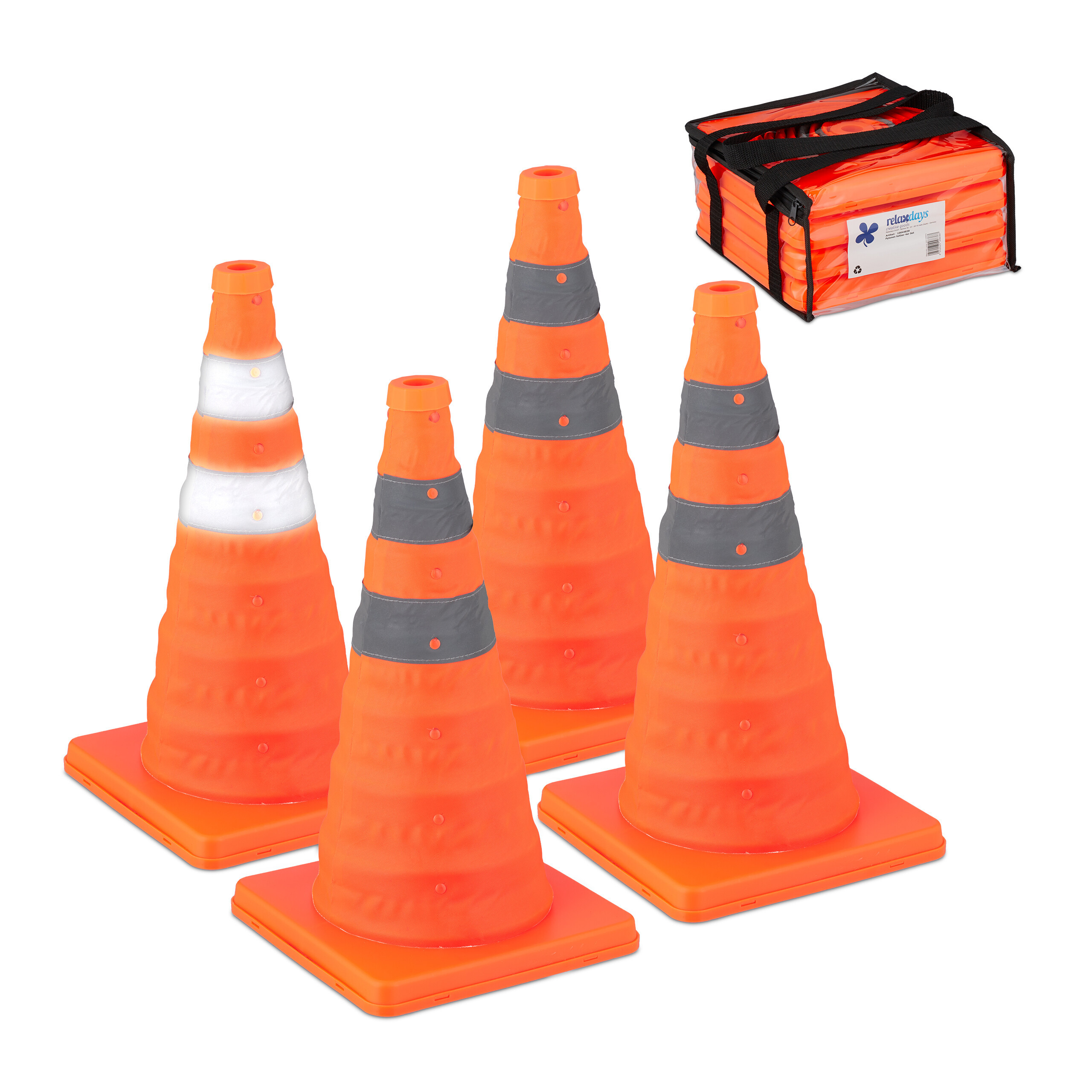 Image of 4 X Pylon In Orange/ Silver - (w)24.5 X (h)45 X (d)24.5 Cm