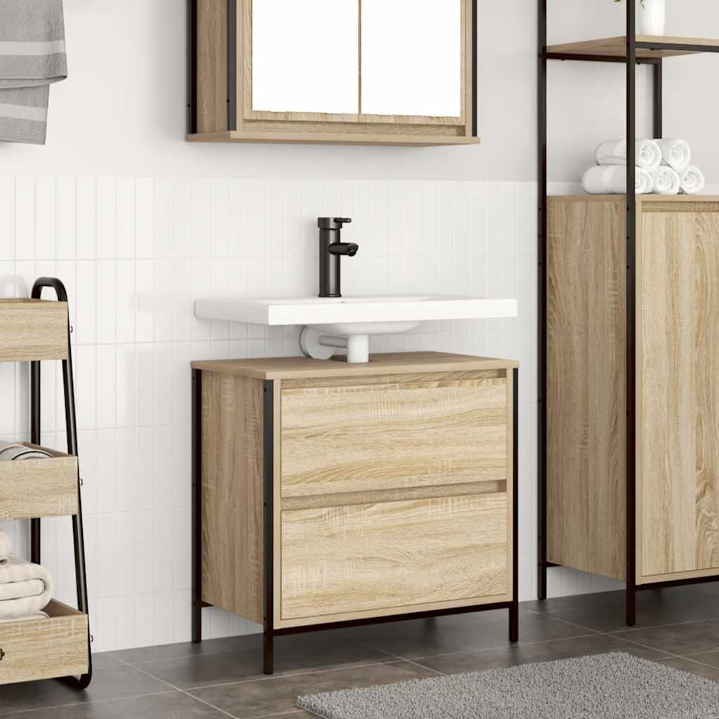 Image of Vidaxl Washbasin Cabinet With Drawers Oak