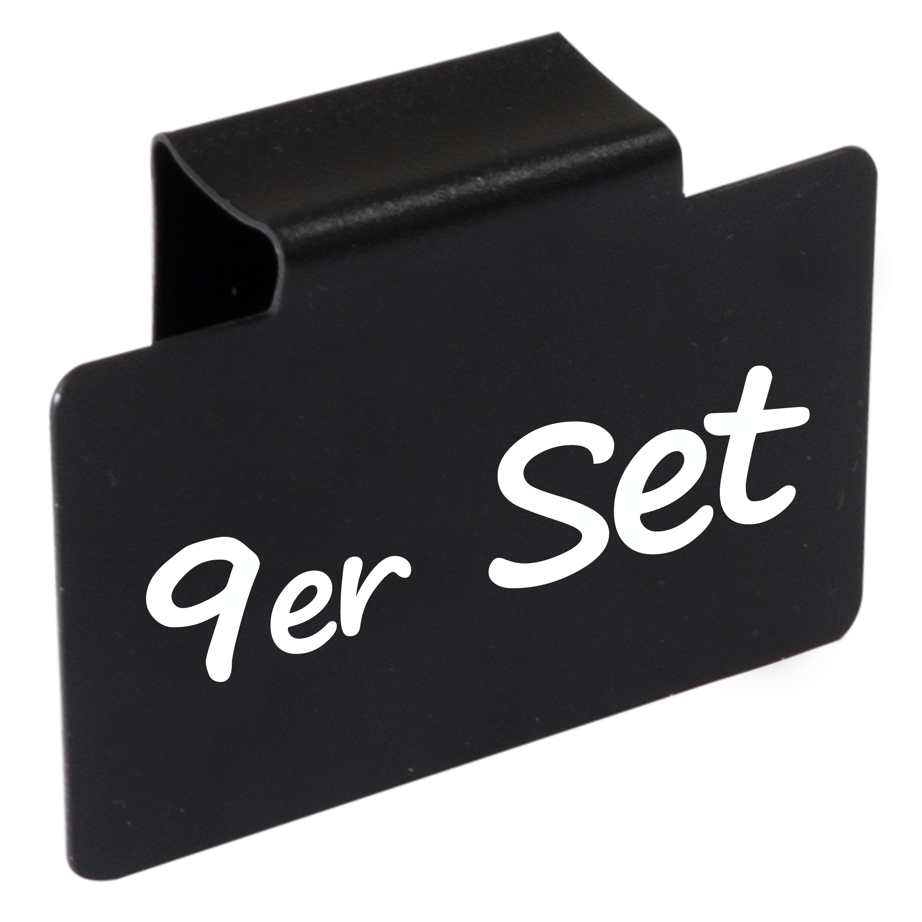 Image of 9 Pvc Label Holders In Black 4x7cm - Label Clip For Storage Boxes For Shelves, Drawers, And Cabinet Doors Up To 1.5cm For Hanging And Basket Labels