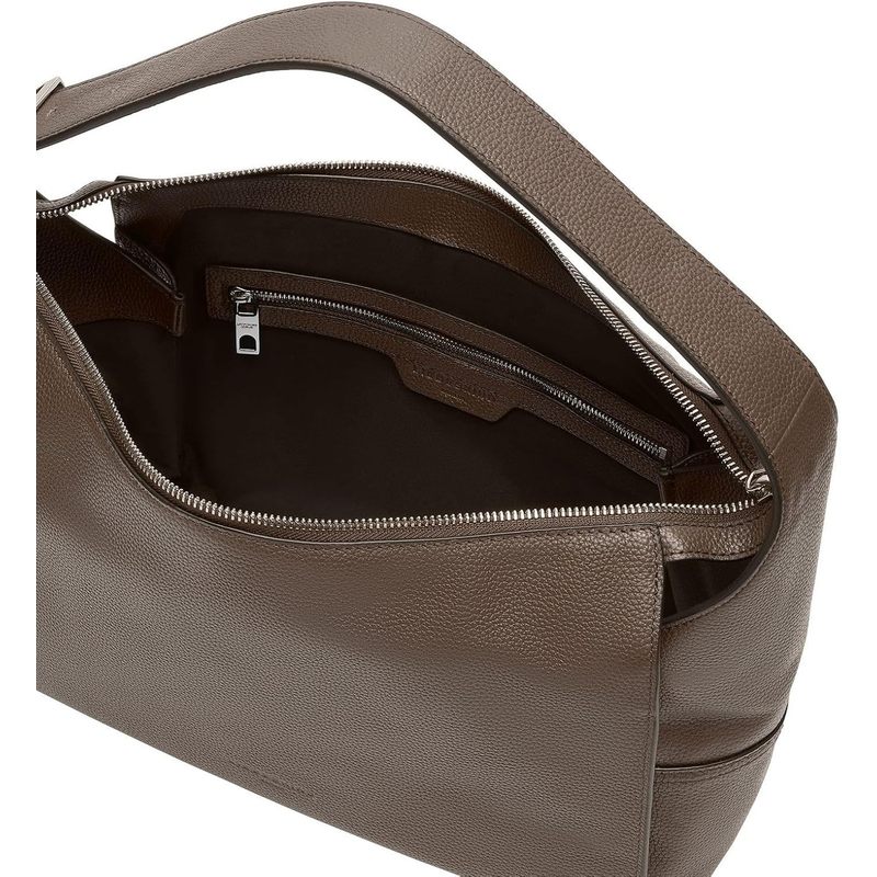 Chic Pebble Leather Hobo Bag - Compact & Stylish Women'S Handbag with Secure Zipper - Light Truffle - Everyday Carry