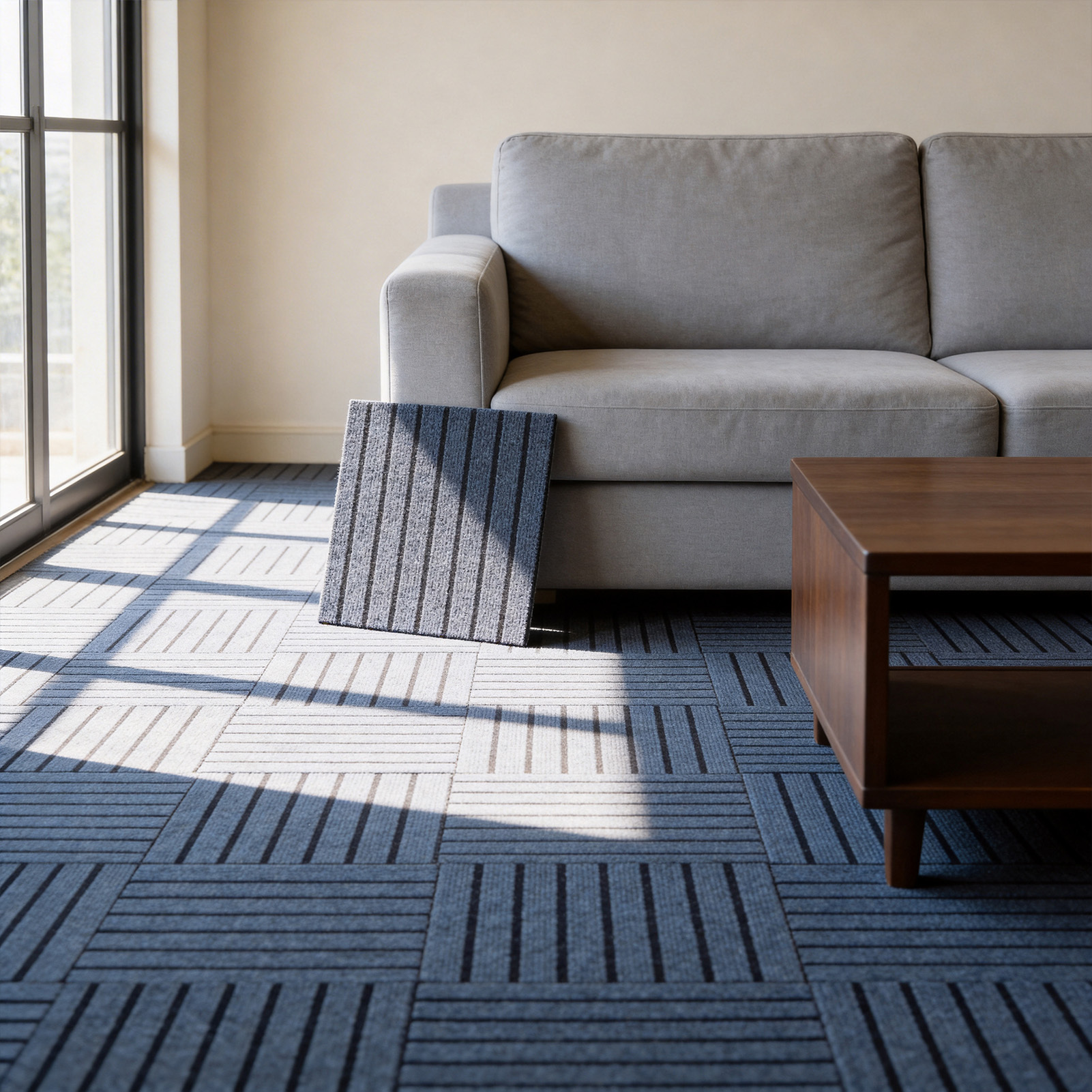 TEMU 【self-adhesive】12pcs Interlocking Carpet Tiles – Polyester Utility Floor Mats, Non Slip Modular Rug Squares For Hallway, Entryway, Balcony,