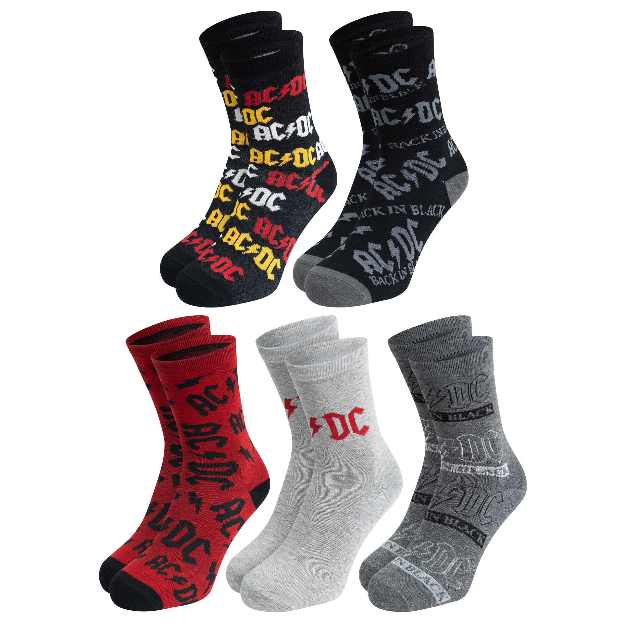 Image of Ac/ Socks For Men - Acdc Rock Band Men's 40-45 (5-pack)