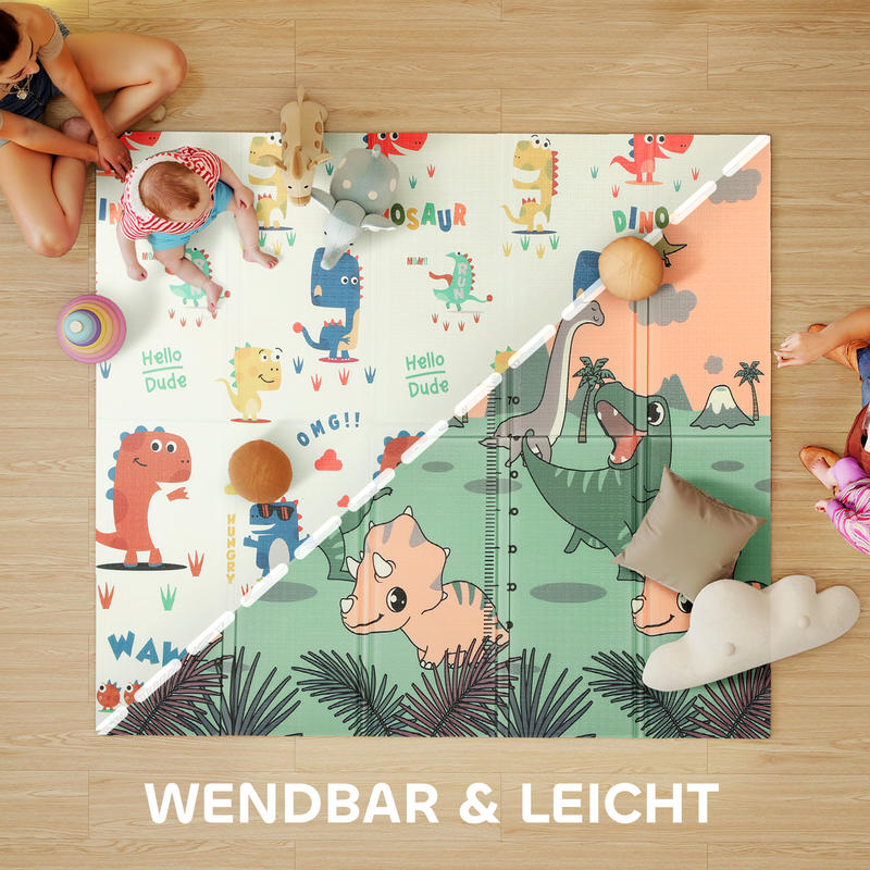 Podloga za bebe 196 X 176 X 1.5 Cm Sklopiva Dvostrana Podloga za Puzanje Višebojna