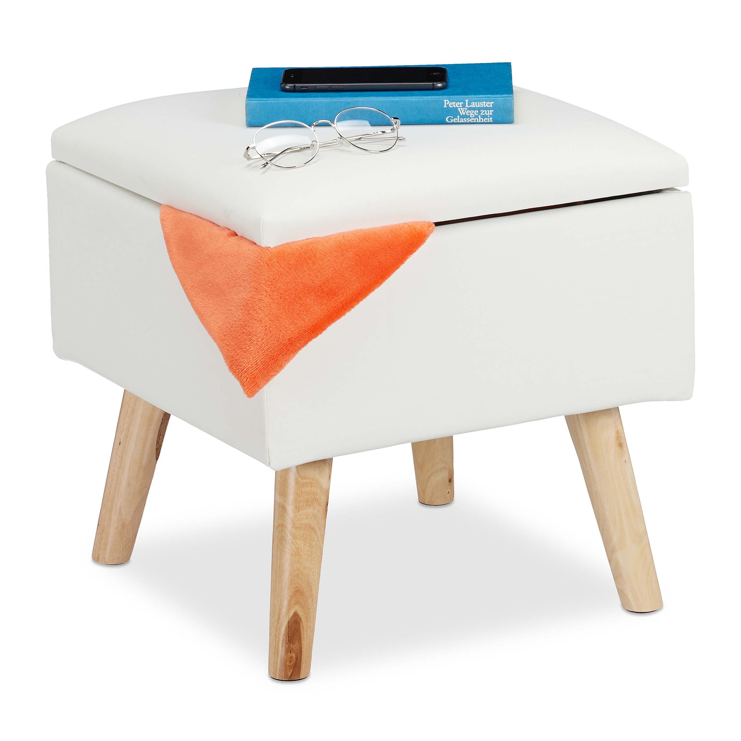 TEMU Puf con almacenaje, 40 x 40 x 40 cm, , revestimiento de polipiel, asiento acolchado, , madera y MDF, soporta 120 kg, para salón, recibidor,