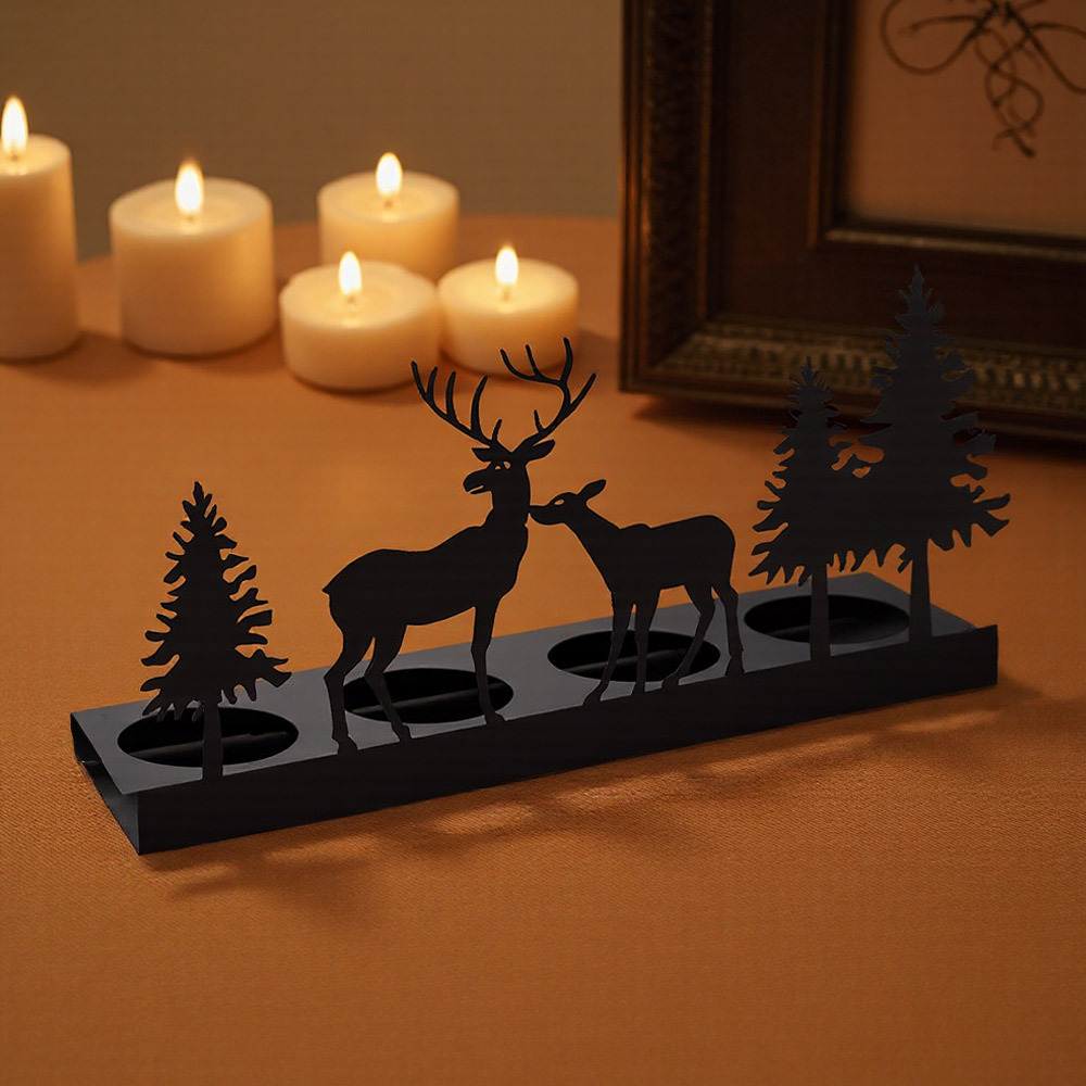 TEMU Festive Deer Candelabra For 4cm Wide Candle - Deer Stands With 4/5 Tea Light Holes | Gothic Xmas & Halloween Decor Christmas Living Room Table