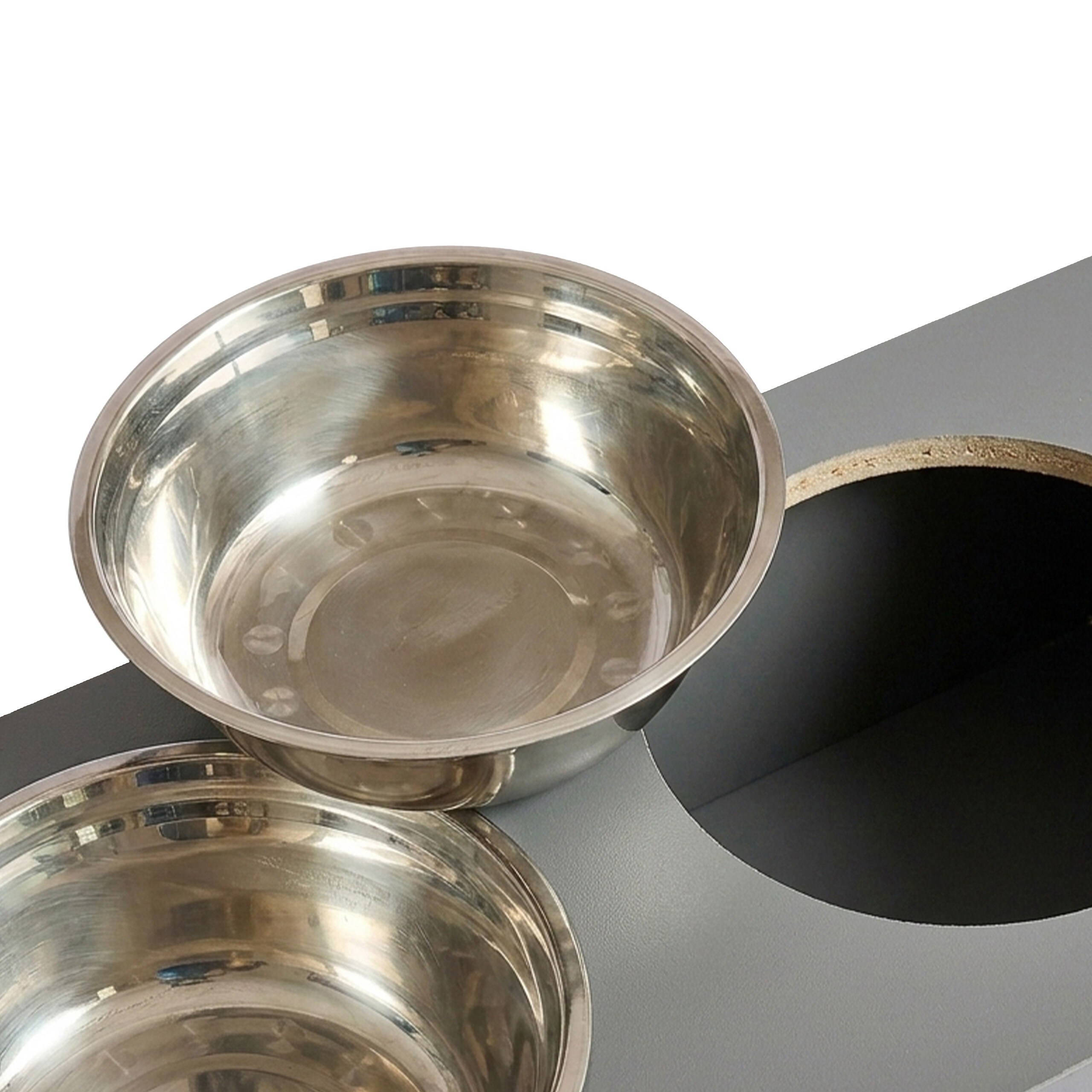 Grey Dog Food Station, Stylish Feeding Solution for Pets