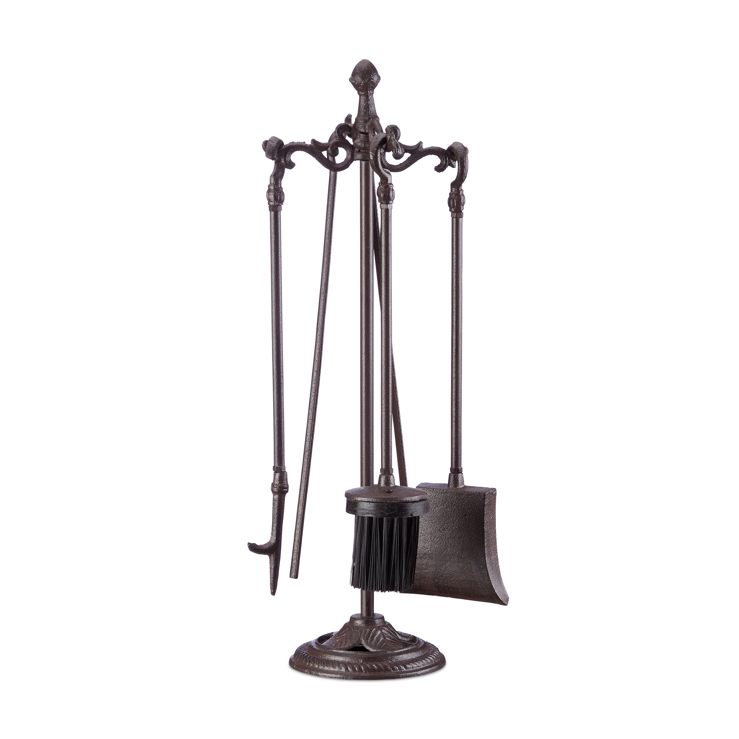 5pcs Fireplace Tool Set In Brown