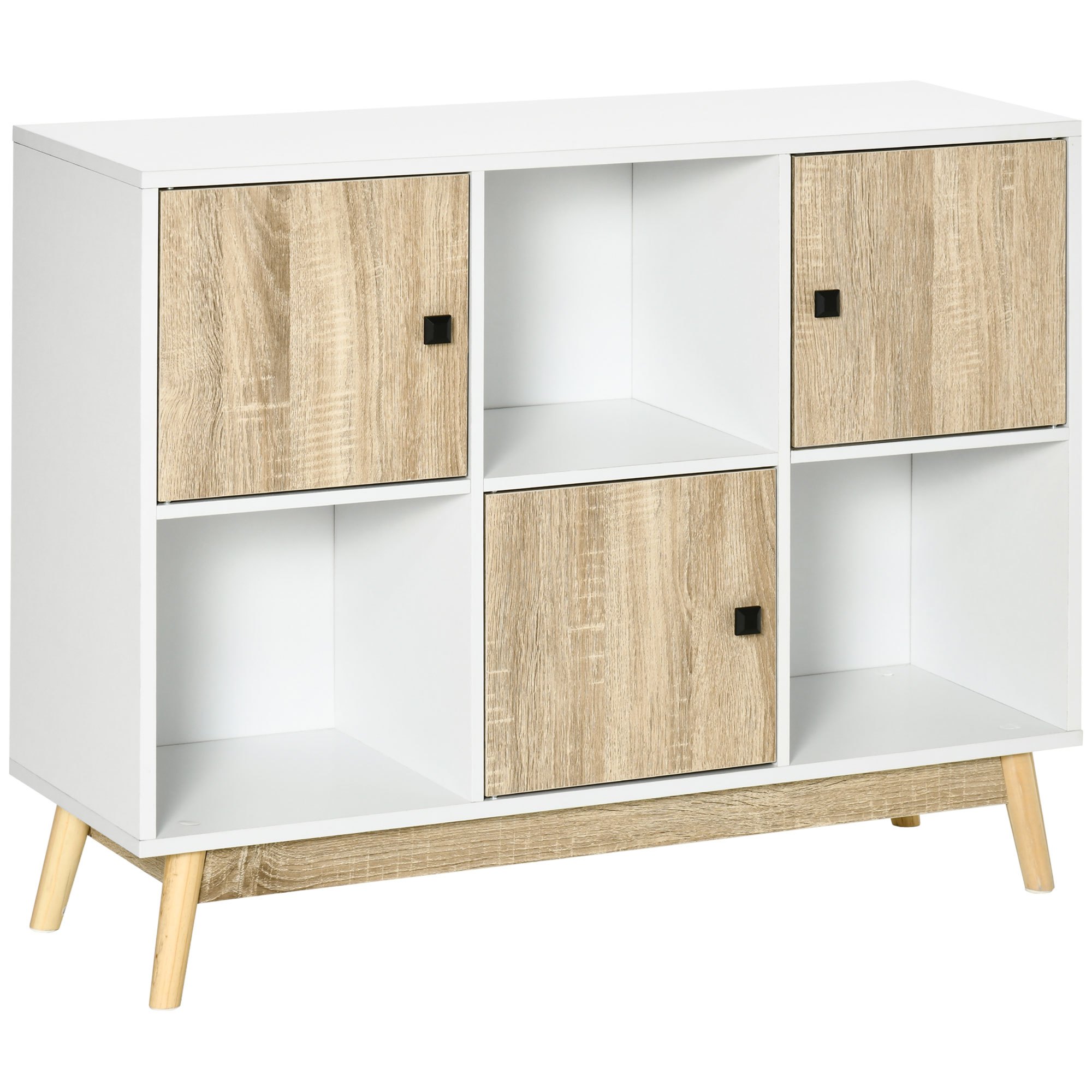 TEMU HOMCOM Buffet Meuble de Rangement sur Pied avec 6 Cubes pour salon, salle à manger, chambre 96L x 30P x 75H cm Blanc et
