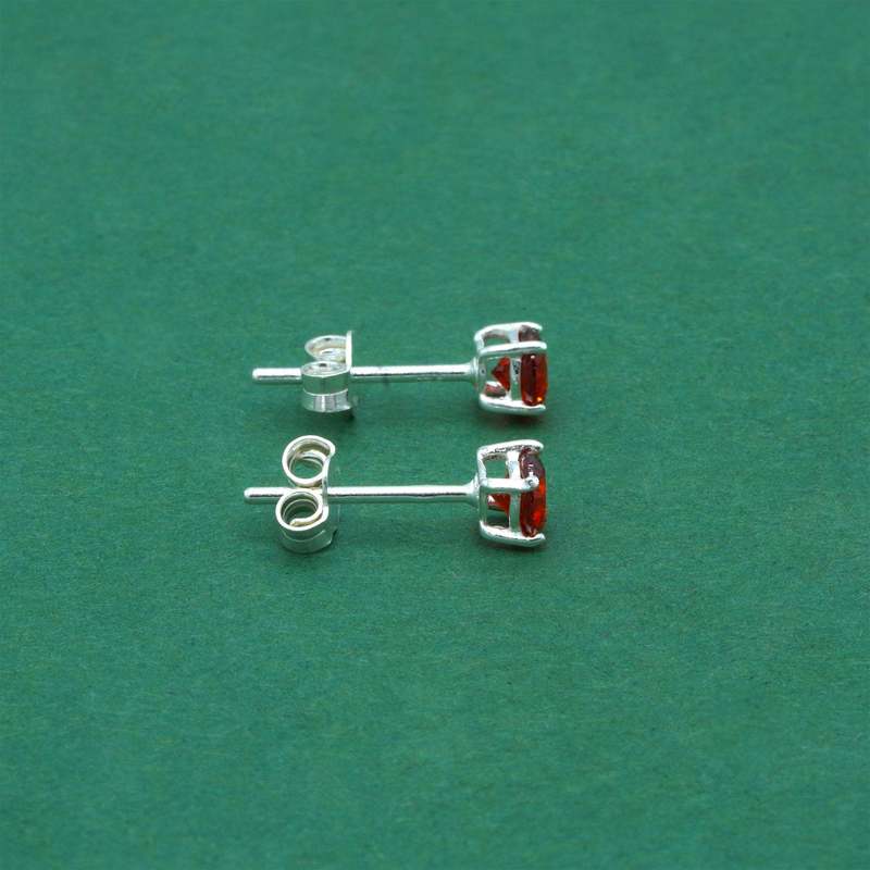 Women's 925 Sterling Silver Garnet CZ Stud Earrings