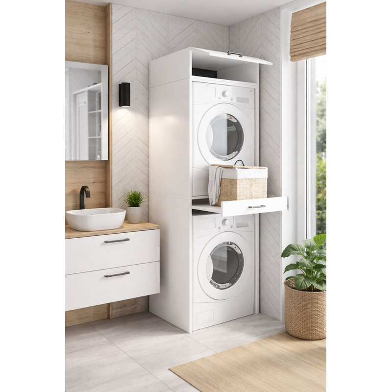 Washbasin Cabinet For Washing Machine And Dryer, Bathroom Shelf, Built-in Washing Machine Unit